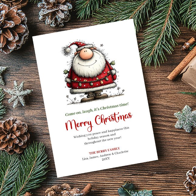 Cartão De Festividades Modern Quirky Santa Festive Christmas Greeting (Modern Quirky Santa Festive Christmas Greeting)