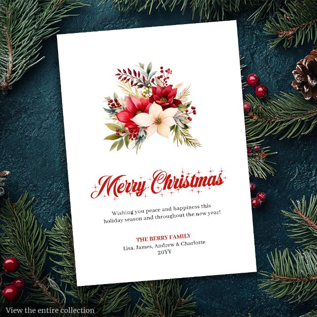 Cartão De Festividades Modern Red Poinsettia Botanical Greeting Card (Modern Red Poinsettia Botanical Greeting Card

)