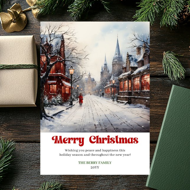 Cartão De Festividades Modern rustic winter scene playful festive cards (Modern rustic winter scene playful festive greeting card)