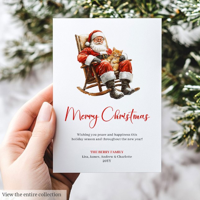 Cartão De Festividades Modern Santa Claus Rustic Festive Holiday Greeting (Modern Santa Claus Rustic Festive Holiday Greeting)