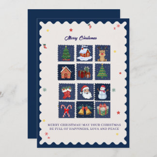 Cartão De Festividades Modern Scandi with Festive Icons Flat Holiday Card