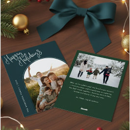 Cartão De Festividades Modern Script Happy Holidays | Add 2 Photo Ho