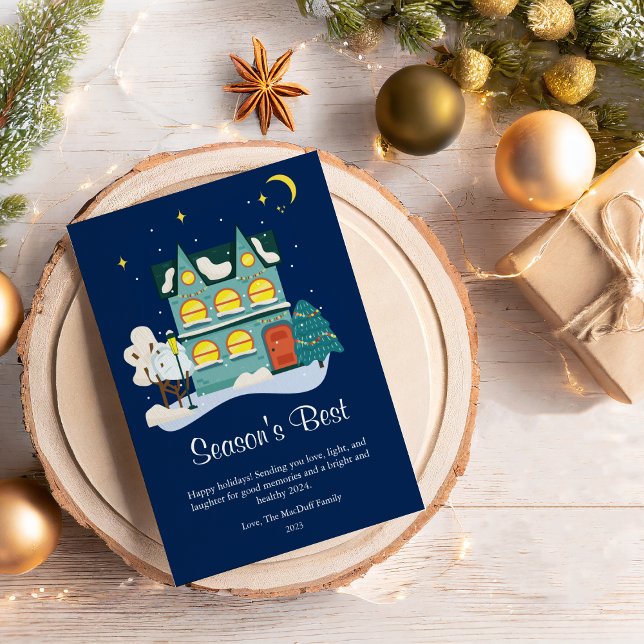 Cartão De Festividades Modern Seasons Melhor Flat de Natal (Criador carregado)