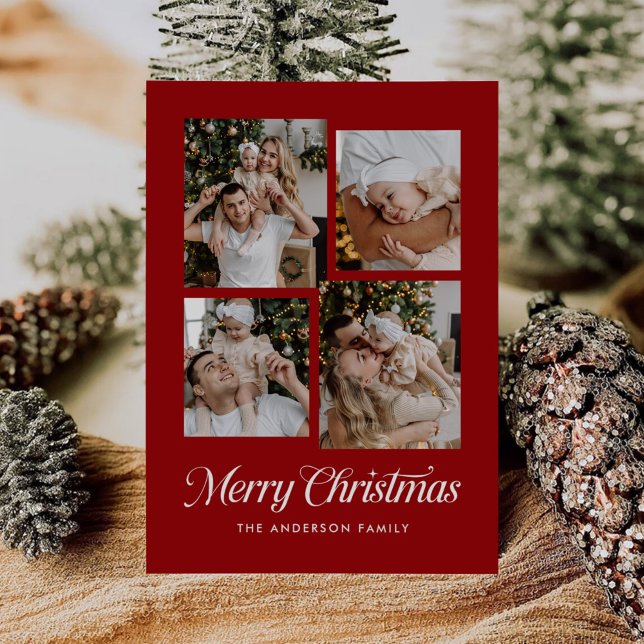 Cartão De Festividades Modern Simple Minimalist Four Photo Collage (Criador carregado)