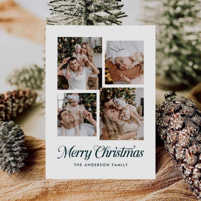 Cartão De Festividades Modern Simple Minimalist Four Photo Collage (Criador carregado)