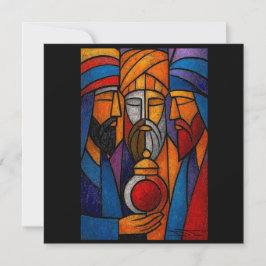 Cartão De Festividades Modern Stained Glass Three Wise Men