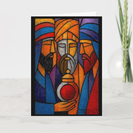 Cartão De Festividades Modern Stained Glass Three Wise Men