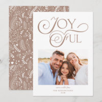 Modern Taupe Clay Pattern Joyful Foto de Natal