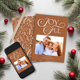 Cartão De Festividades Modern Terracotta Pattern Joyful Holiday Photo