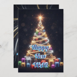Cartão De Festividades Modern Tree New Year Holiday Card
