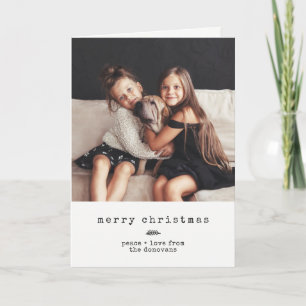 Cartão De Festividades Modern Typewriter   Black and White Holiday Photo