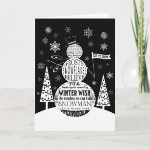 Cartão De Festividades modern vintage chalkboard snowman typography art