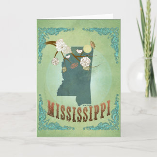 Cartão De Festividades Modern Vintage Mississippi State Map – Sage Green
