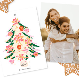 Cartão De Festividades moderna árvore de natal retrô tendência 1 foto pla