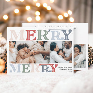 Cartão De Festividades Moderna e brilhante família de Natal 4 fotos