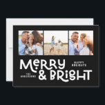 Cartão De Festividades Moderna e mínima tipografia 3 fotos de Natal diver<br><div class="desc">Tudo pode não estar calmo,  mas tudo ainda pode ser brilhante com este divertido cartão de Natal preto e branco,  preto e branco,  gráfico branco e design. Com espaço para 3 fotografias quadradas,  disponível numa seleção de cores.</div>