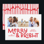Cartão De Festividades Moderna e mínima tipografia 3 fotos de Natal diver<br><div class="desc">Tudo pode não estar calmo, mas tudo ainda pode ser brilhante com este divertido cartão de Natal colorido. Com espaço para 3 fotografias quadradas, disponível numa seleção de cores.</div>