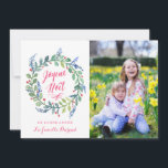 Cartão De Festividades Moderne Joyeux Noël | Carte De Photo De Noël<br><div class="desc">Foto do avec moderno. La carte a une couronne de fleurs peintes à l'aquarelle et place pour le texte et une photo.</div>