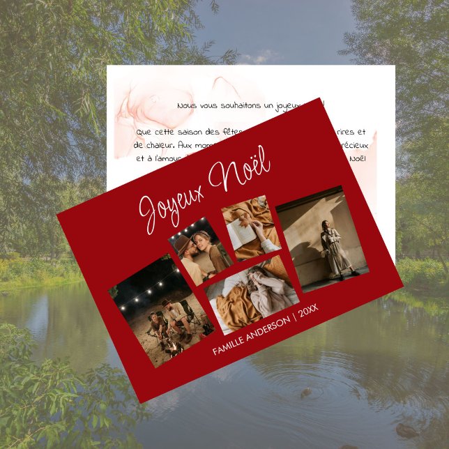 Cartão De Festividades Moderne Joyeux Noël Collage de Fotos de Fêtes (Moderne Joyeux Noël Collage de Photos de Fêtes Holiday Card)