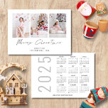 Cartão De Festividades Moderno 3 Foto 2025 Calendário Feliz Natal<br><div class="desc">Família Moderna 3 Fotos 2025 Calendário Feliz Natal. Disponível digitalmente e impresso. Feliz Natal está em um roteiro de na moda. Substitua facilmente a amostra de três imagens por suas próprias e personalize com seus nomes na frente e com a saudação de feliz ano novo no verso. Um calendário útil...</div>
