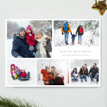 Cartão De Festividades moderno 6 multi-foto Collage feliz natal<br><div class="desc">placa de Natal de colagem de fotos multilíngue moderna com frequência de natal</div>