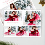 Cartão De Festividades moderno 6 multi-foto Collage RED feliz natal<br><div class="desc">placa de Natal de colagem de fotos multilíngue moderna com frequência de natal</div>