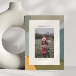 Cartão De Festividades Moderno Ano Novo Foto Abstrato Sage Verde Água