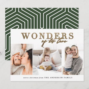 Cartão De Festividades Moderno chic religioso dourado multi foto natal