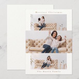 Cartão De Festividades Moderno Colagem Natural e Creme com Três Fotos