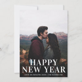Cartão De Festividades Moderno de Fotografia de Feliz ano novo Simples
