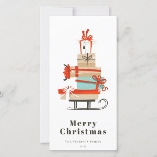 Cartão De Festividades Moderno do século médio, Ilustrado, trenó de Natal