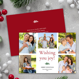 Cartão De Festividades Moderno Elegante 5 Colagem de Fotos Feliz Natal