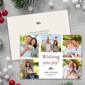Cartão De Festividades Moderno Elegante 5 Colagem de Fotos Feliz Natal