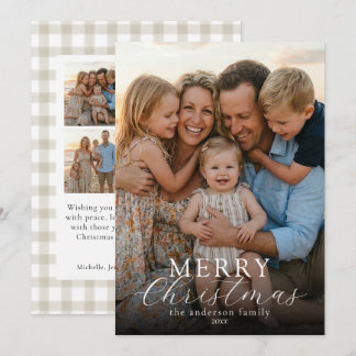 Cartão De Festividades Moderno Foto Elegante Feliz Natal Xadrez 