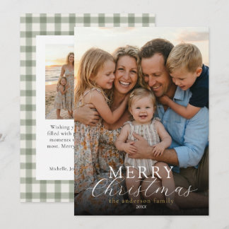 Cartão De Festividades Moderno Foto Elegante Feliz Natal Xadrez 