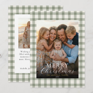 Cartão De Festividades Moderno Foto Elegante Feliz Natal Xadrez 