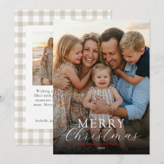 Cartão De Festividades Moderno Foto Elegante Feliz Natal Xadrez 