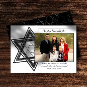 Cartão De Festividades Moderno Hanukkah Silver Estrela Desejada de David