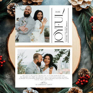 Cartão De Festividades Moderno Joyful Casou-se com o novo Feliz Natal