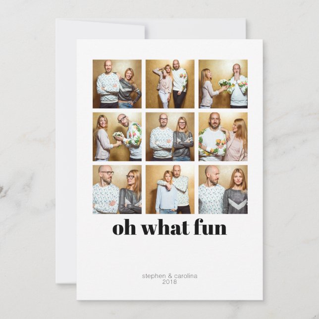 Cartão De Festividades Moderno Minimalista 9 Quadrados Foto de Férias (Frente)