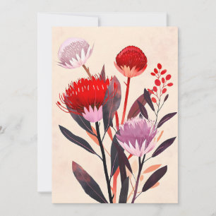 Cartão De Festividades Moderno Minimalista Boho Floral Botânico