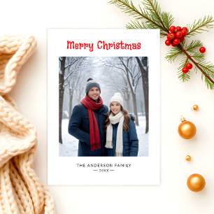 Cartão De Festividades Moderno Minimalista Uma Foto Feliz Natal