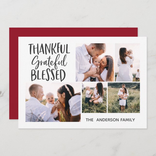 Cartão De Festividades moderno mínimo 4 foto, dia 4 de julho (Frente/Verso)