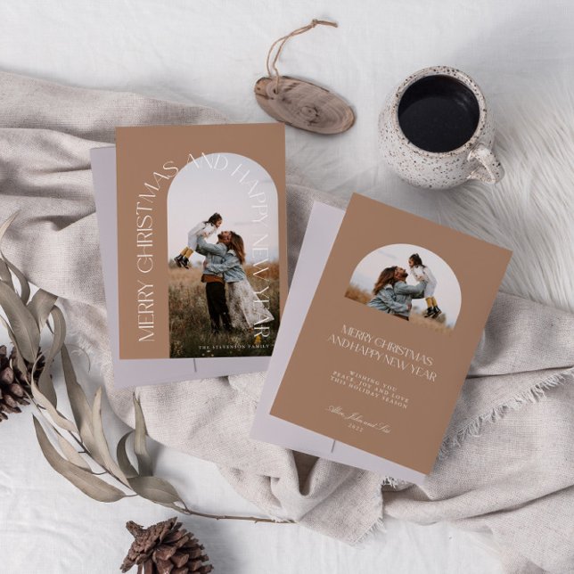 Cartão De Festividades Moderno Mínimo Arch 2 Foto Feliz Natal (Criador carregado)