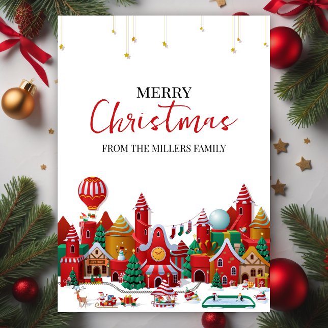 Cartão De Festividades Moderno Natal Mágico Terra de Maravilhas (Criador carregado)