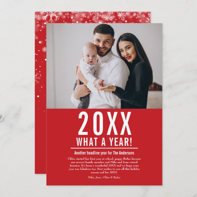 Cartão De Festividades Moderno Que Ano Fotográfico Em Revenda Família (Frente/Verso)