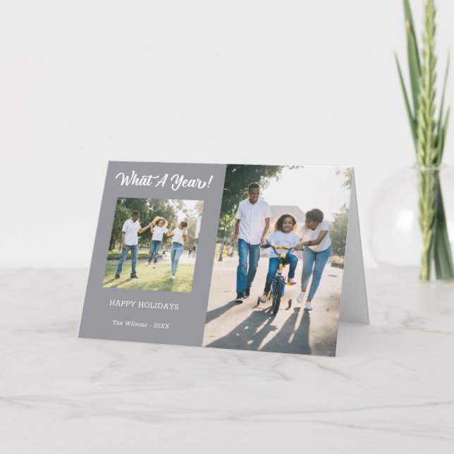 Cartão De Festividades Moderno Que Cinza Fotográfica De 3 Anos (Frente)