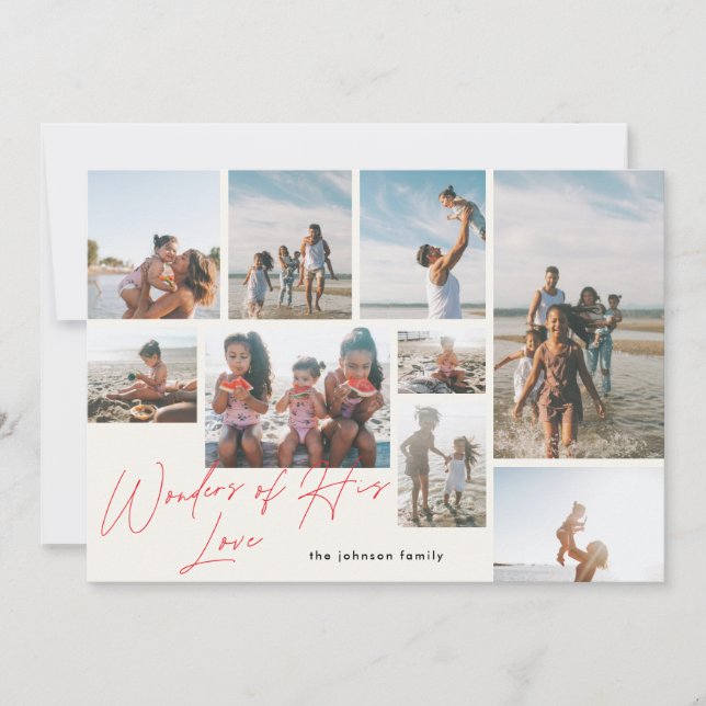 Cartão De Festividades Moderno Red 9 Foto Maravilhas de seu Amor Religios (Frente)