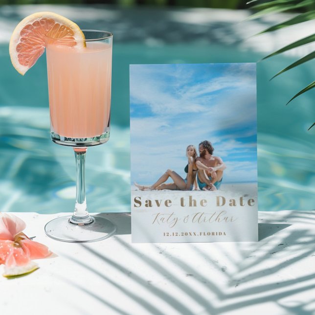 Cartão De Festividades Moderno Salve a Data Faux Dourado (Criador carregado)