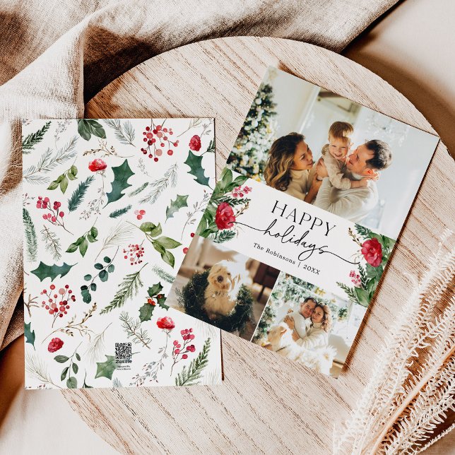 Cartão De Festividades Moderno Script Aquarela Botânico 3 Foto (Criador carregado)